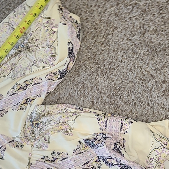 Free People Cream and Purple Puff Sleeve Ruffled Blouse - Picture 5 of 6